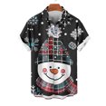 thumbnail image 3 of Mens Manga Corta Botón Abajo Camisas, Navidad Impreso Turndown Cuello Blusa, Top de Moda Casual, 3 of 3