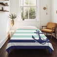 thumbnail image 4 of Anchor Aqua Tapestry for Bedroom Wall Hanging Tapestry, Modern Navy Blue White Striped Nautical Ceiling Backdrop Tapestries Poster Blanket Wall Decor for Teens Room Living Room Dorm 59" x 90", 4 of 8