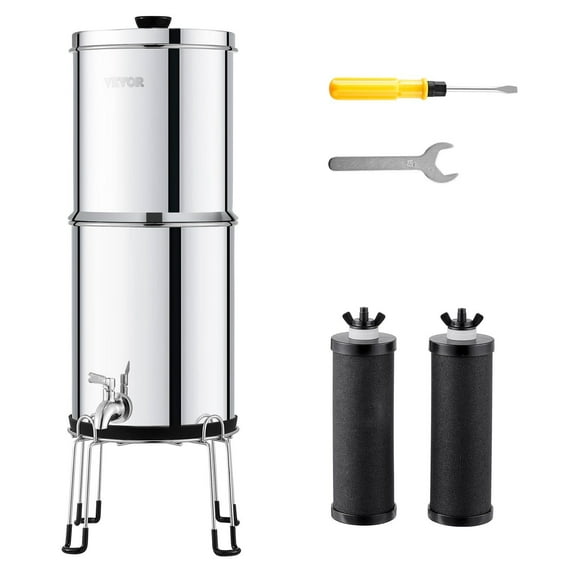 STAWAY 2.25G Gravity-Fed Water Filter System - Stainless Steel, Removes 99% Chlorine & Heavy Metals, Portable for Camping & Off-Grid Living