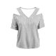 thumbnail image 5 of Neewe Women's 2026 Spring Summer Striped V Neck Short Sleeve Pullover Blouse Off Shoulder T-Shirts, 5 of 6