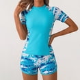 thumbnail image 5 of Qingpeng Women's Two Piece Swimsuit Rash Guard Short Sleeve Swim Shirts Swimsuit with Boyshorts, 5 of 5