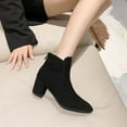 thumbnail image 5 of B91xZ Bottines Chelsea pour Femmes Mode Semelle Crantée Talon Épais à Enfiler, Noir 7, 5 of 5
