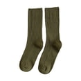thumbnail image 4 of Bmisegm Crew Socks for Women Double Knit Soft Casual Mid Calf Breathable Non Stretchable Stackable Solid Color Womens Socks Army Green, 4 of 4