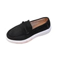 thumbnail image 2 of Viluyesy Womens Slip-On Loafers, Thick Sole Comfort Round Toe Casual Business Suede Shoes Black, 2 of 9