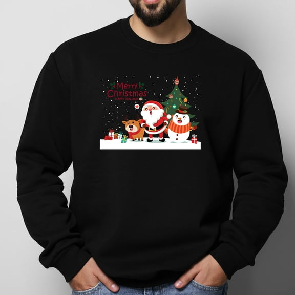 Christmas Design Printed Oversized Men's Round Neck Sweatshirt,Sizes S-2XL