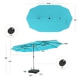 thumbnail image 3 of Gymax 15.4Ft Patio Double-Sided Solar LED Market Umbrella Crank 36 Lights Base Grey, 3 of 10