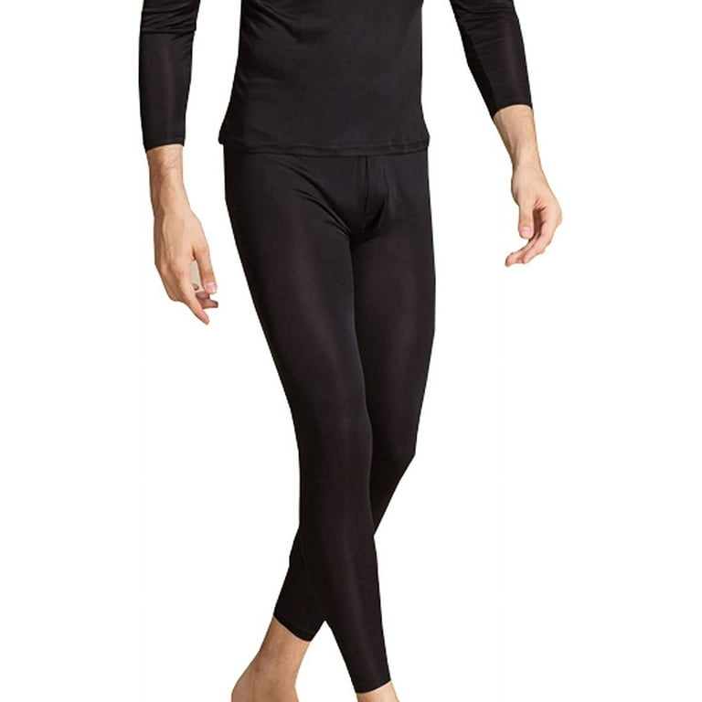 Grenasasilk Men's Silk Long Johns Mulberry Silk Long Underwear V-Neck  Breathable Thermal Underwear Sets & Undergarments X-Large Black 