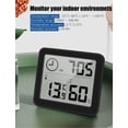 thumbnail image 3 of Termómetro/higrómetro digital Pantalla grande Monitor de temperatura ambiente interior y medidor de humedad Indicador de humedad y temperatura con reloj (negro) JM JM, 3 of 5