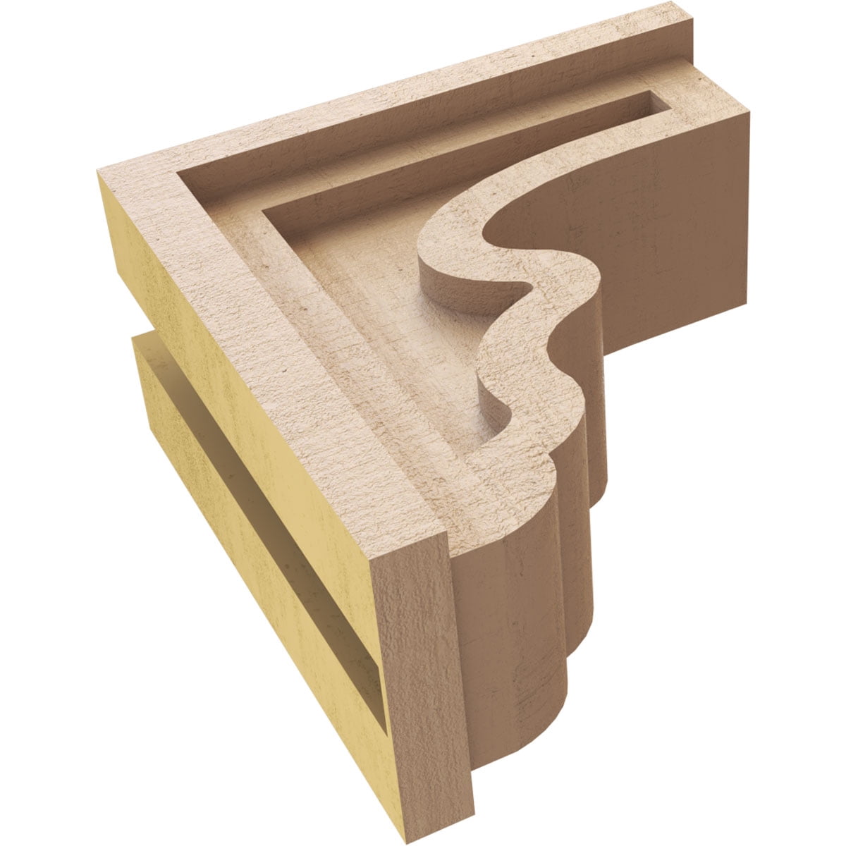 4"W x 8"D x 8"H Classic Highland Rough Cedar Woodgrain TimberThane Corbel, Primed Tan