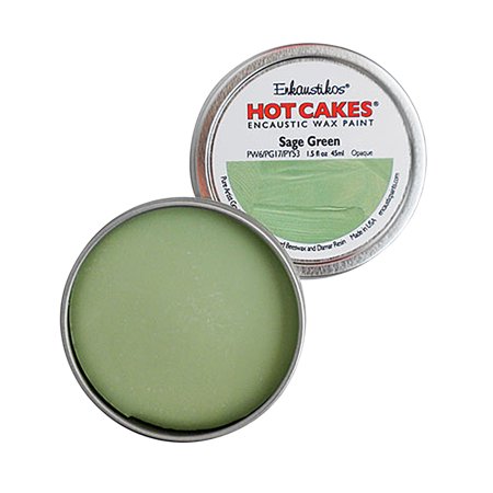 UPC: 0813043017214 | Enkaustikos Hot Cake Encaustic Wax Paint  1.5 oz. Tin  Sage Green