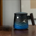 thumbnail image 3 of Taza de cerámica perfecl con ciervo tapa de madera, 3 of 6