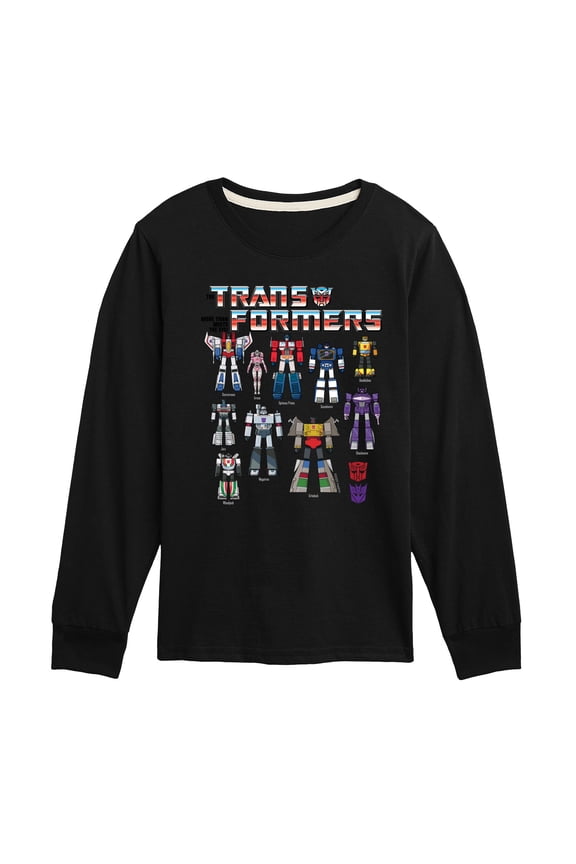 - Transformers Grid - Youth Boys Long Sleeve Graphic T-Shirt