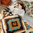thumbnail image 4 of Homewish Retro Boho Rhombus 7-Piece Twin Bedding,Bohemian Exotic Style Bedding Comforter Set,Cream Teal,Light Gray Reversible, 4 of 8