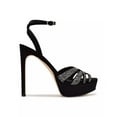 thumbnail image 2 of Nine West Go Big2 Black1 Stiletto Heel Ankle Strap Open Toe Dress Heeled Sandals (Black, 11), 2 of 5