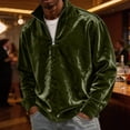 thumbnail image 2 of Qualvora Mens Velour Quarter Zip Pullover, Long Sleeve Stand Collar Sweatshirt with Metal Zipper, Loose Fit Solid Color Top, Fall Winter Party Night Out Wear for Men, 2 of 7