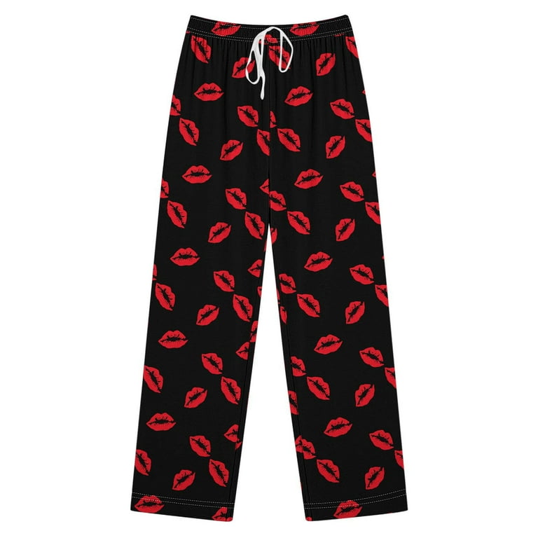 SDNall Valentines Pajamas Pants for Women Heart Print Womens Home