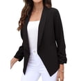 thumbnail image 2 of SAYOO 2022 Fashion Blazer for Women , Solid 3/4 Sleeve Lapel Cardigan Jacket Suit Business Coat Formal Occasion Uniforms, 2 of 8