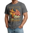 thumbnail image 3 of Havenx 250 Years Of American Independence T-Shirt for Men Short Sleeve Crewneck Shirts American Flag Design Tshirts Cross Patriotic 250 Years Of Freedom Top,Dark Gray M, 3 of 4