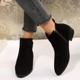 thumbnail image 2 of Willtoo Boots for Women Faux Suede Round Toe Ankle Booties, Metal Rose Decor Low Block Heel Short Boots, Side Zipper Comfort Fall Winter Shoes, 2 of 6