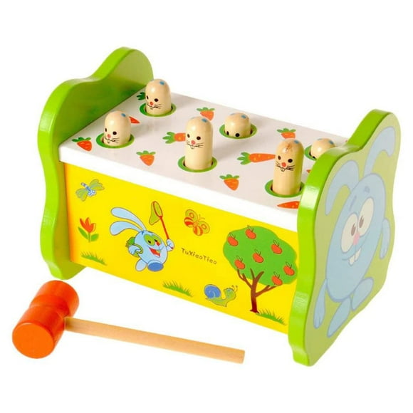 stanreset Kids Wooden Knock Bench with Hammer Children Knocking Bench Hammer Toy Children Learning Toy Gift