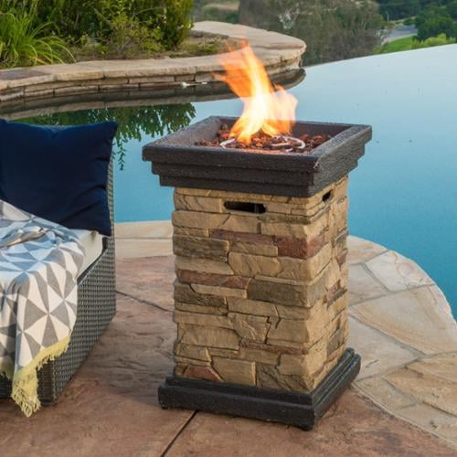 Christopher Knight Home Chesney Outdoor 19-inch Column Propane Firepit with Lava Rocks by Overstock