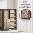 thumbnail image 3 of LEDREM 360° Rotatable Jewelry Box, 5-Layer Organizers & 18 Hooks For Necklaces, Glass & Velvet Lining, 3 of 9