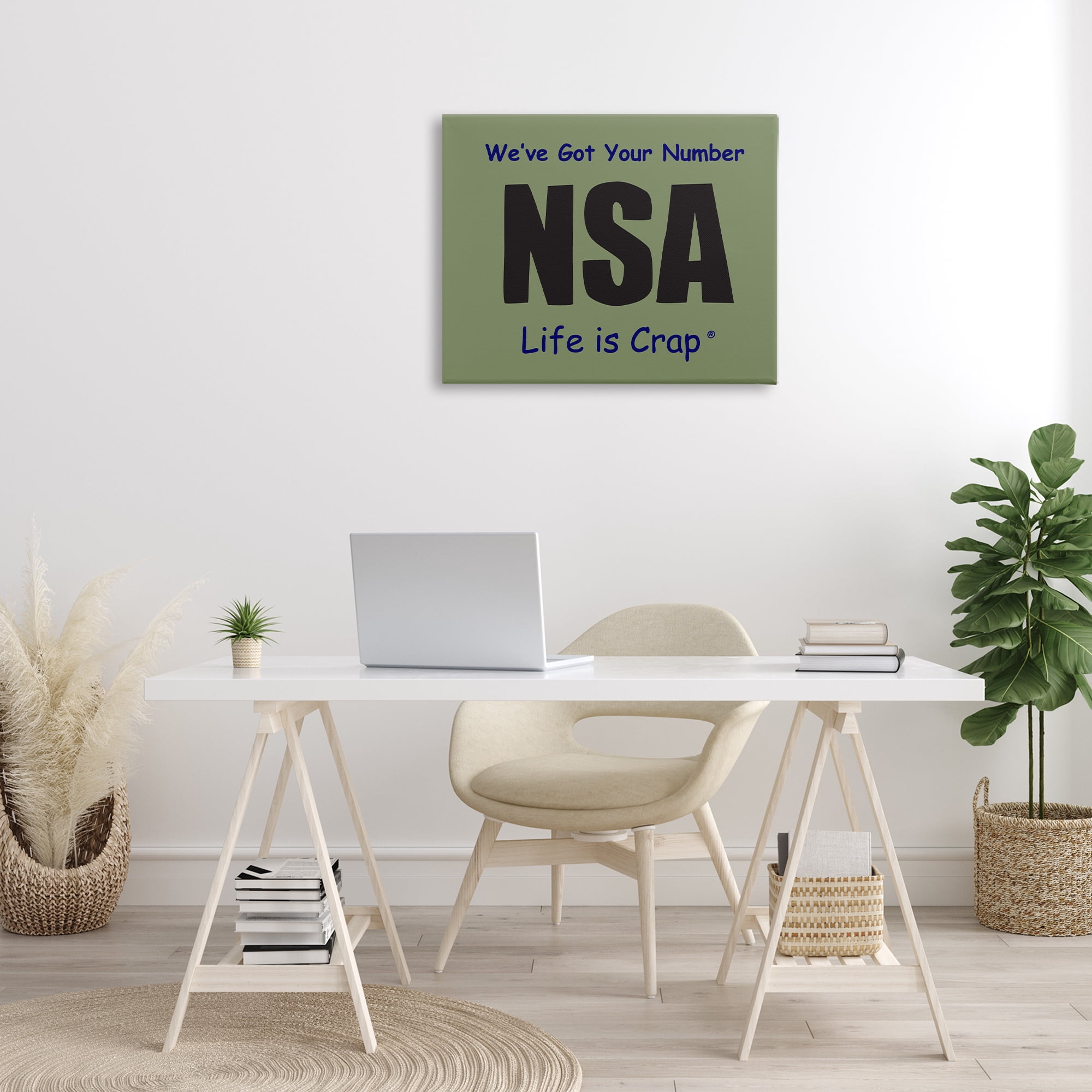 Stupell Industries Got Your Number NSA Novelty & Humor Painting Wrapped Canvas Art Print Wall Art, 30 x 24