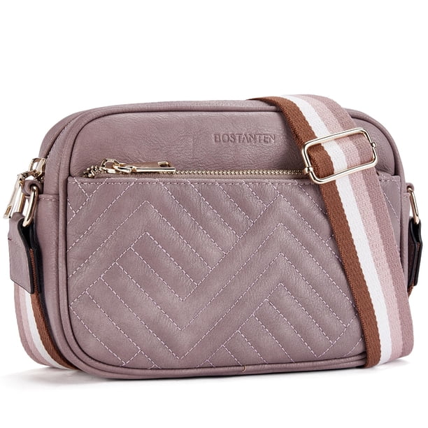 Bandolera BOSTANTEN acolchada de piel vegana morada para mujer