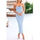 thumbnail image 3 of Vestido PRETTYGARDEN Maxi Cóctel Azul Sin Tirantes con Nudo Torcido Talla M, 3 of 8