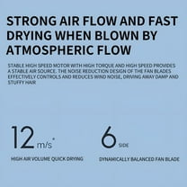 ACDANC Wireless Charging Portable Hair Dryer, 500W Cordless Hair Dryer - Home Hair Salon Quick-Dry Negative Ion Hair Dryer for Normal & Curly Hair