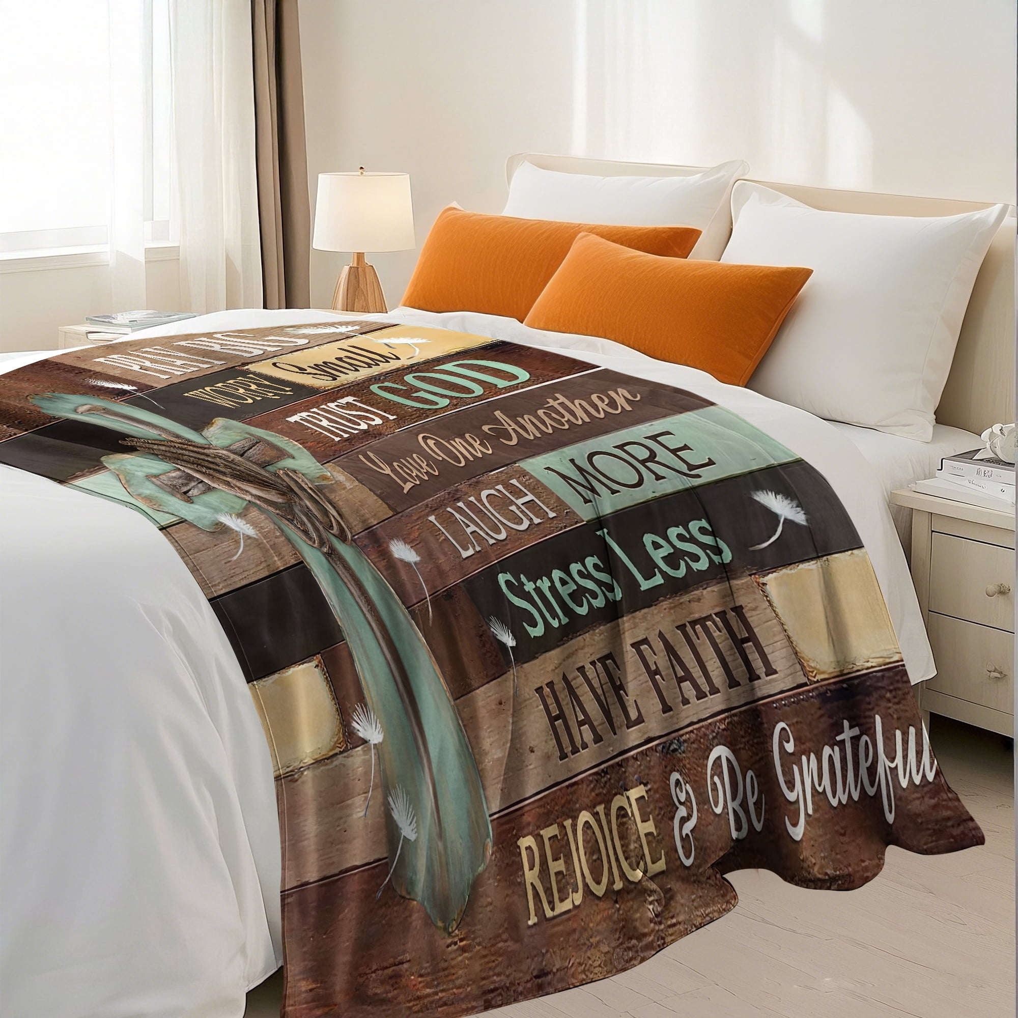 Easter Throw Blanket, Warm Fleece Flannel Bed Blanket, Lightweight Easter Cross Blanket for Sofa Bed Couch 60"x80"
