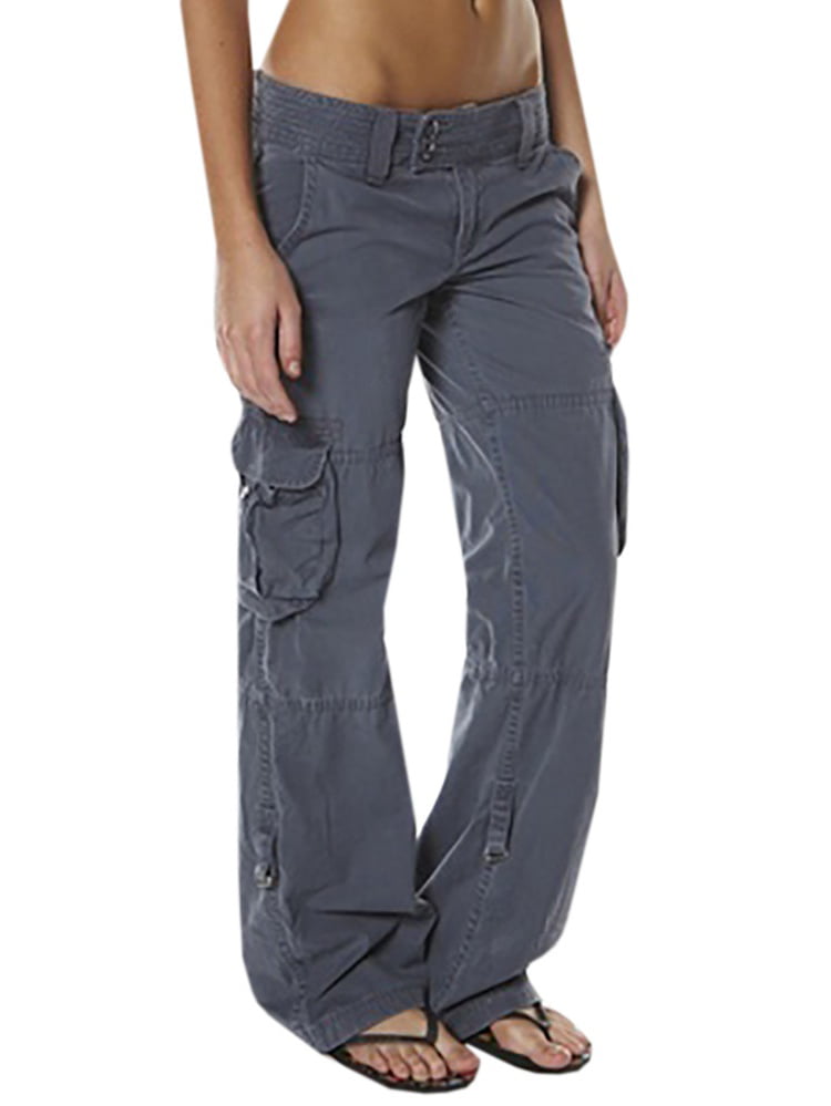Womens Ladies Elasticated Stretch Casual Trousers Work Wear Pocket Pants Bottoms