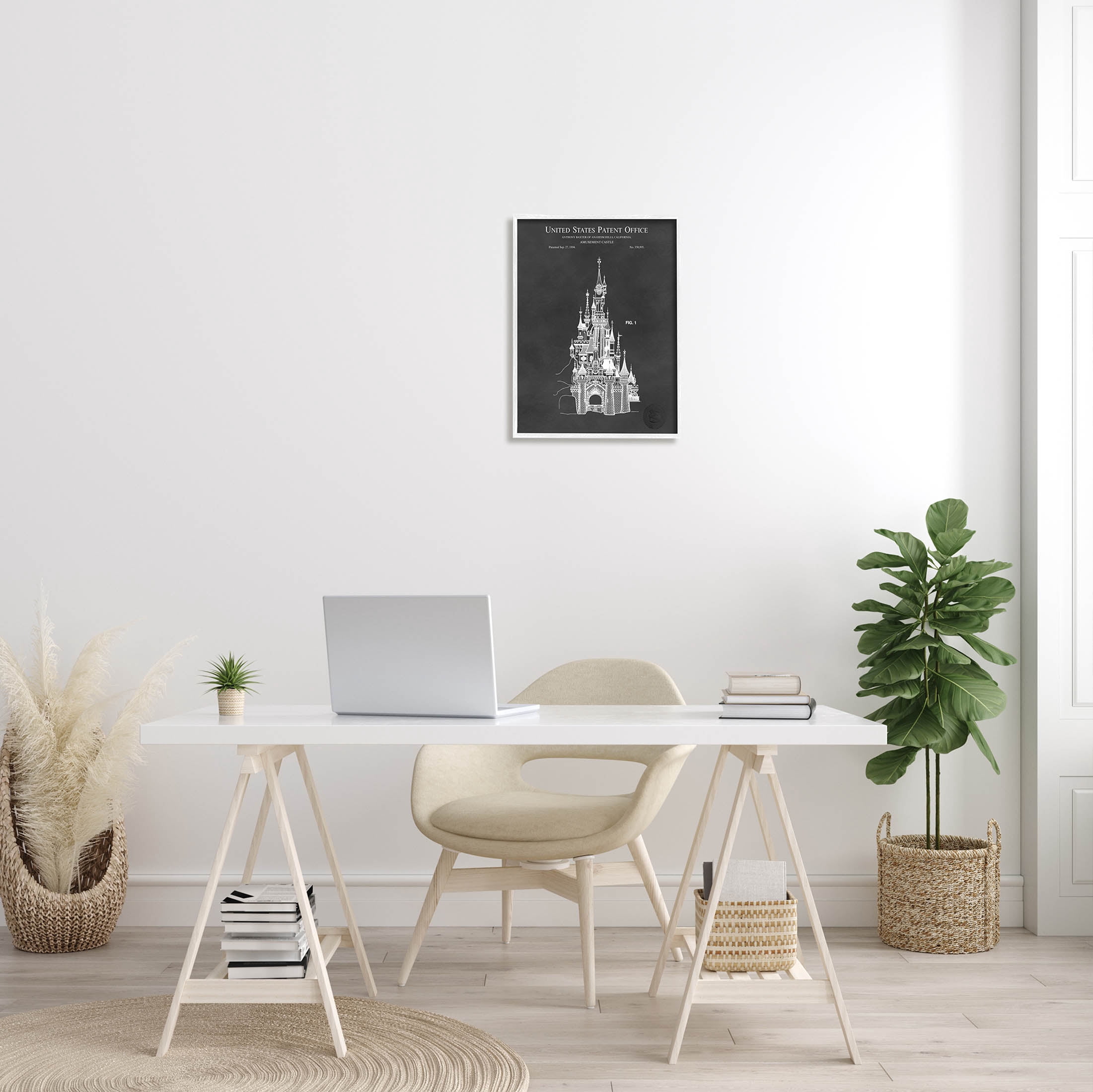 Stupell Industries Detailed Castle Diagram Chart Graphic Art White Framed Art Print Wall Art, Design by Karl Hronek