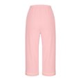 thumbnail image 4 of Womens Wide Leg Capri Pants Cotton Loose Fit Baggy Pants Summer Casual Elastic Waist Straight Lounge Pajama Pants, 4 of 6
