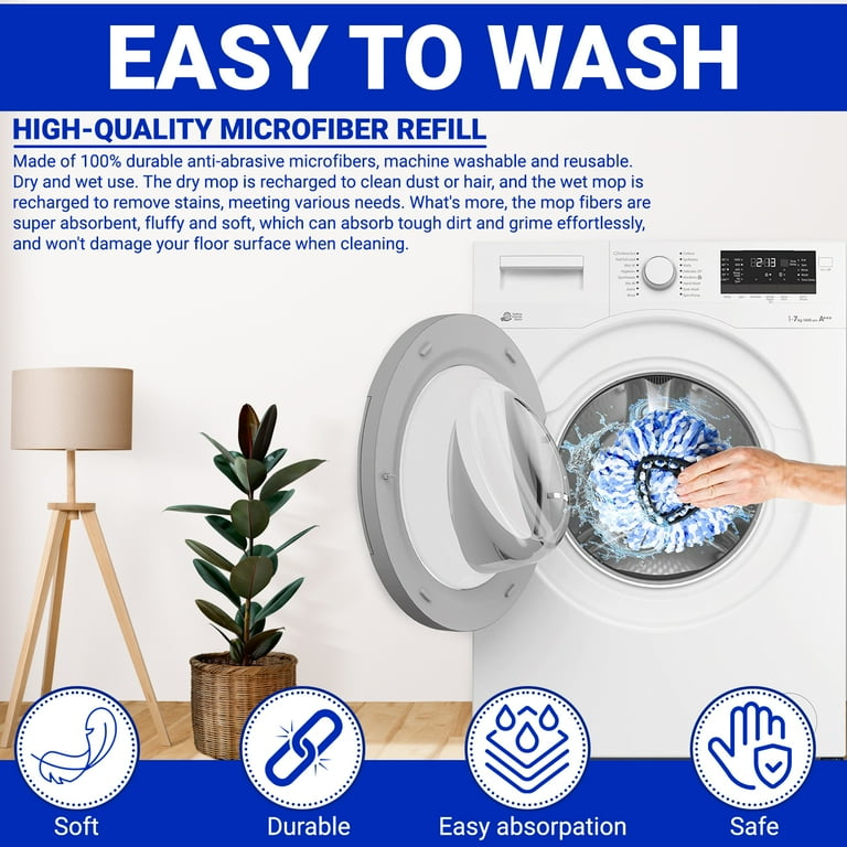O-Cedar Spin Mop Head Replacement - 4 Pack Microfiber Mop Heads With Triangle Base, Machine Washable
