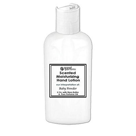 Grand Parfums 2 Oz Moisturizing Hand Lotion with Shea Butter (Baby Powder) Scented Hand Cream Spa Product, Travel Size Paraben