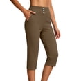 thumbnail image 3 of Women's Plus Size Polyester Spandex Quick Dry Tight Fitness Yoga Pants, High Stretch Soft Sport Trousers, All Season Workout Bottoms for Gym Daily | TruHer,Khaki S, 3 of 9