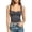 Gray, variant on Women's Tank Top Sweetheart Neckline Square Neck Ruched Bust Form-Fitting Sleeveless Cami Slim Fit Cropped Blouse for Everyday Wear