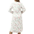 thumbnail image 3 of ValueVibe Nightgown for Women Long Sleeve Sleepshirts Full Length Sleepdress Lace Trim V-Neck House Dress with Pink Tulips Printed, M, 3 of 6