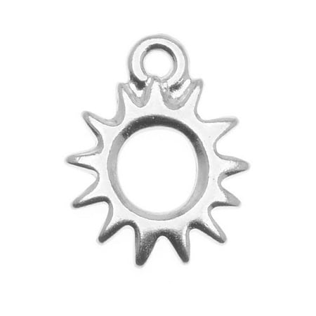 Rhodium Plated Charm - Rhodium Plated Pewter Radiant Sun Charm 14.2mm (1)