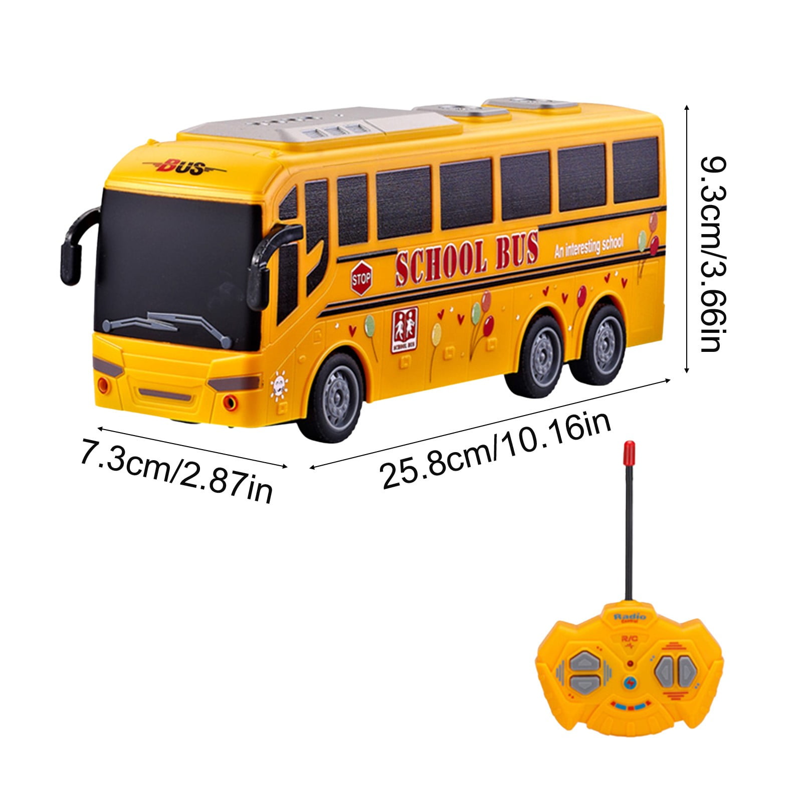 SPOORYYO Remote Control Bus Toy Car, 1:30 Scale Simulation Model with LED Lights, Four Way Driving, User Friendly Remote Controller