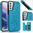 thumbnail image 3 of Phone Case for Samsung Galaxy S21 Glaxay S 21 5G 6.2 inch with Tempered Glass Screen Protector and Card Holder Wallet Cover Stand Flip Leather Cell Accessories Gaxaly 21S G5 Cases Women Men Blue, 3 of 13