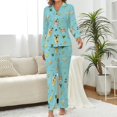thumbnail image 2 of Top-kevin Women's Pajama Sets Cocktail Glasses Lemon Gold Long Sleeve Lounge Sets Pjs Sleepwear with Pockets, 2 of 12