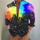 thumbnail image 1 of Camisa de hombre con estampado de grafiti y tinta de color irregular, camiseta con cuello alto y botones, informal, cómoda, suave, deportiva, moda 2024, 1 of 6