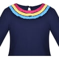 thumbnail image 4 of Sunny Fashion Girls Dress Rainbow Flower Pocket Long Sleeve Cotton Casual 5 Years, 4 of 5
