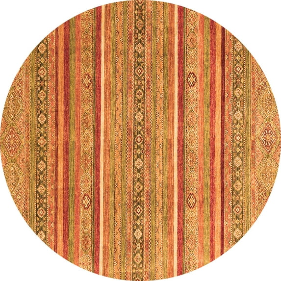 Ahgly Company Indoor Round Oriental Orange Modern Area Rugs, 8' Round