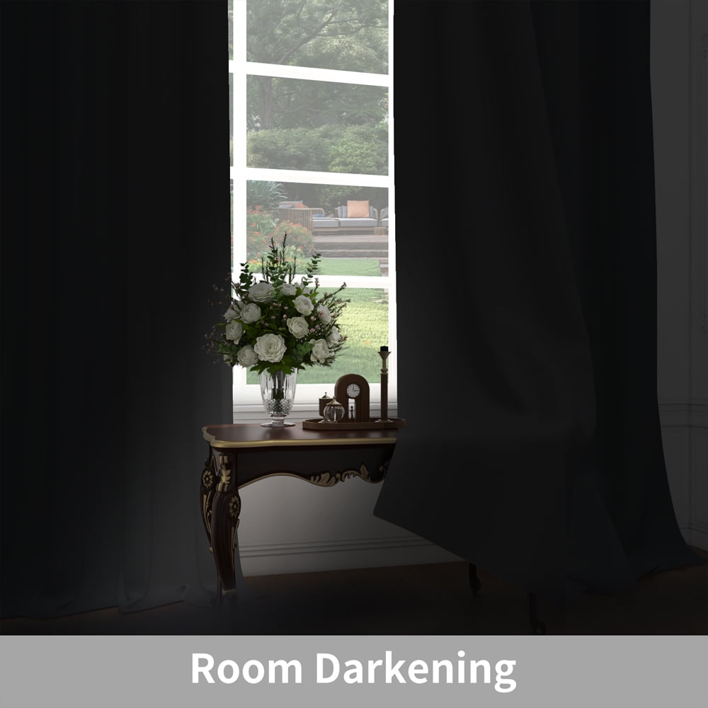 Lfeey Blackout Curtains, Thermal Insulated Privacy Drapes for Living Room Window, Black Gray, 52x63 inch, 2 Panels