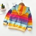 thumbnail image 4 of Toddler Kid Girls Cotton Hooded Jacket Rainbow Striped Hoodie Sweatshirts Zipper Casual Winter Coat Fall Outwear, 4 of 10