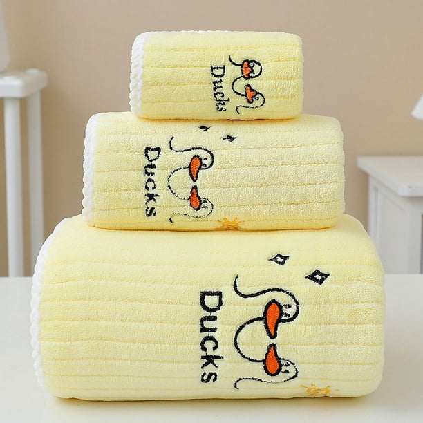 Toalla de cara suave para niños, toalla de baño, juego de tres piezas, absorbente, no se desprende fácilmente, de terciopelo coral, para lavarse la cara, para limpiar el cabello, toalla femenina