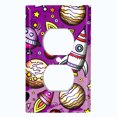 thumbnail image 2 of Metal Light Switch Wall Plate Outlet Cover (Spaceship UFO Astronaut Rocket Outerspace Star Pink - Single Duplex), 2 of 2